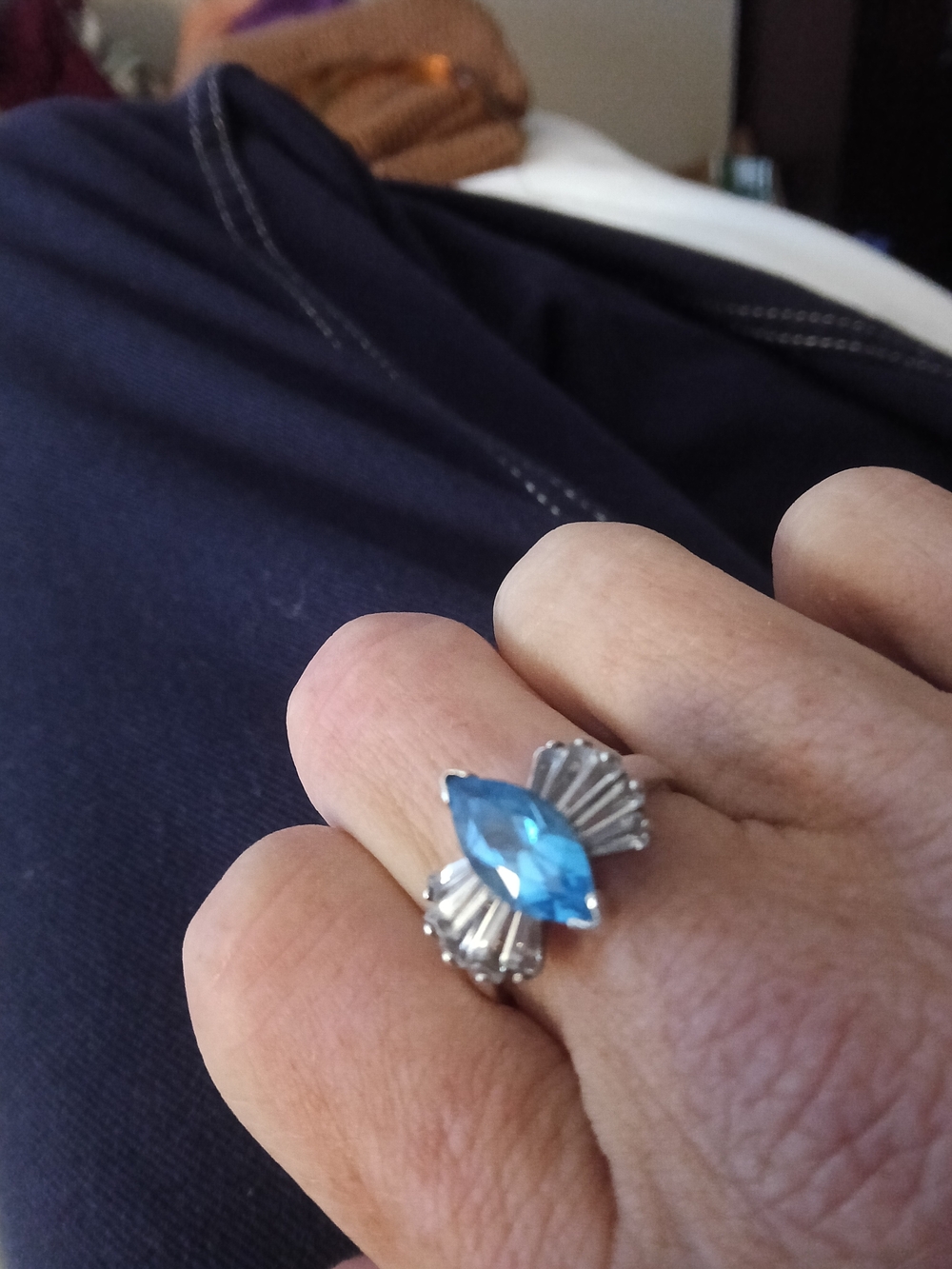 Vintage Blue Topaz Ring in Silver 925 Setting